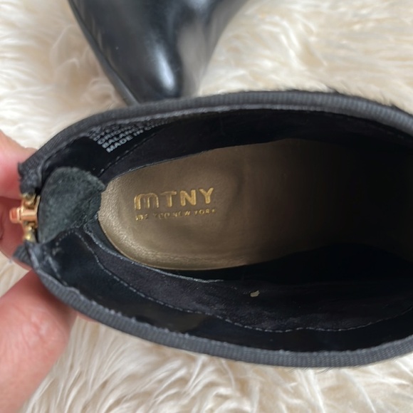 MTNY BLACK LEXINGTON REAL FUR AND LEATHER DYED COW HAIR CALF ANKLE BOOTS 8.5 - Picture 10 of 11